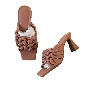 Open Edit Women’s Quinn Pink Dawn Knotted Straps Flared Heel Sandals Size 5.5